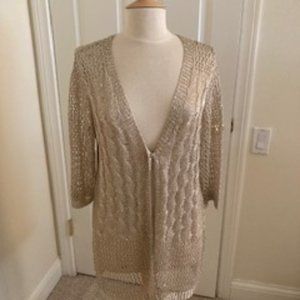 Lauren Michelle Gold Mesh and Lace jacket with gold sequins,  Size M.